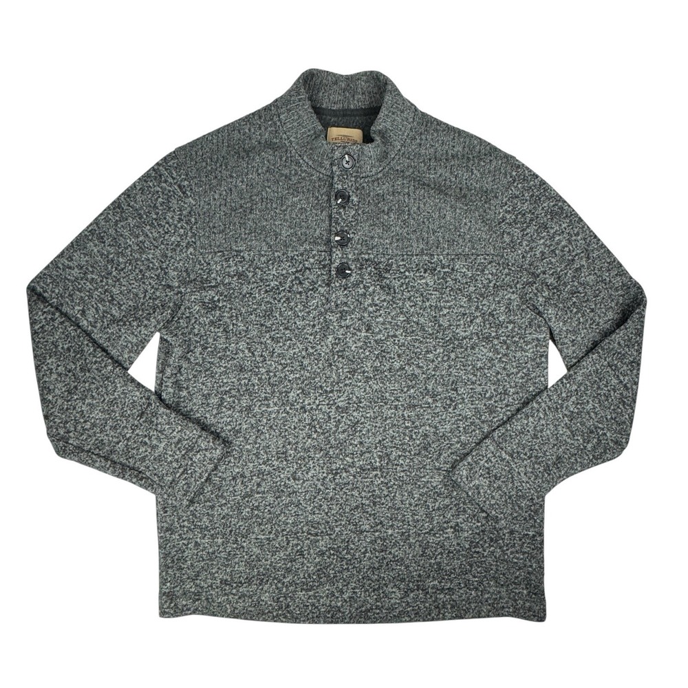 Telluride Clothing Co Mens XXL Sweater Charcoal Gray heather 1/4 Button Pullover